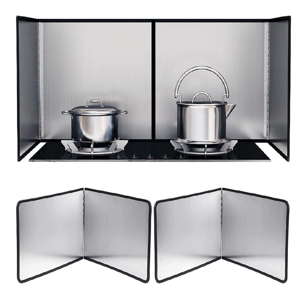 AntiProjections TiciKim Plaque du Cuisson Protection D'ecran Antieclaboussures Pliable Splatter Garde d'huile en Acier Inoxydable Antiadhesif pour Un Nettoyage Facile 40 x 30 cm 2 Packs