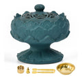 d'encens en Bruleur ceramique vintage Porteencens rond dans porcelaine avec couvercle Bruleur d'encens chinois destine a chambre a coucher salon bureau yoga meditation
