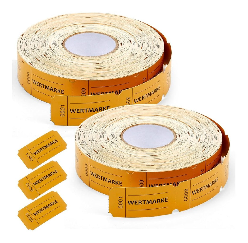2000 Nezyo Pieces Tickets de Boissons Gratuites Buffet Restaurant etiquettes du Prix para Magasin Jetons Detachables Ticket Vestiaire pour Fete Mariage Club Bar evenementJauneWertmarke