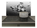 Anti eclaboussure KitchenYeah? Cuisine 90x52 cm Plaque Chaleur Credence sur Mesure Protection Mur Projection Glace Eau Gris Noir