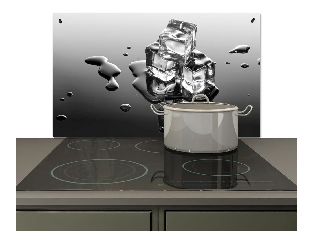 Anti eclaboussure KitchenYeah? Cuisine 90x52 cm Plaque Chaleur Credence sur Mesure Protection Mur Projection Glace Eau Gris Noir