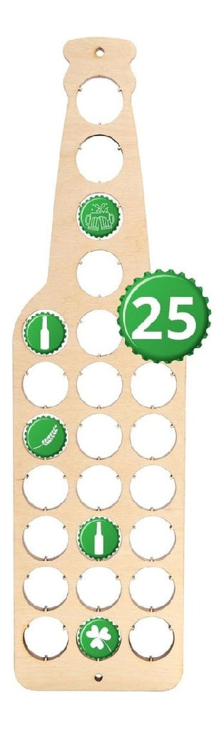 Creative Bouteille Deco de Biere en Contreplaque Support de Collection de 25 Capsules de Bouteilles 12 x 44 x 05 cm Decoration Murale et Artisanale Cadeau de Bar