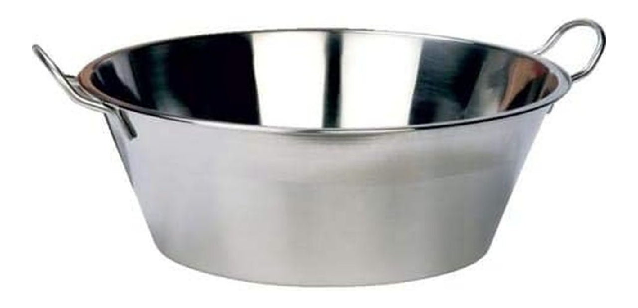 Bassine Inox 2 anses diametre 38cm 9 litres Bassine en acier inoxydable parfait pour confiture preparation culinaire sur tout feu dont induction