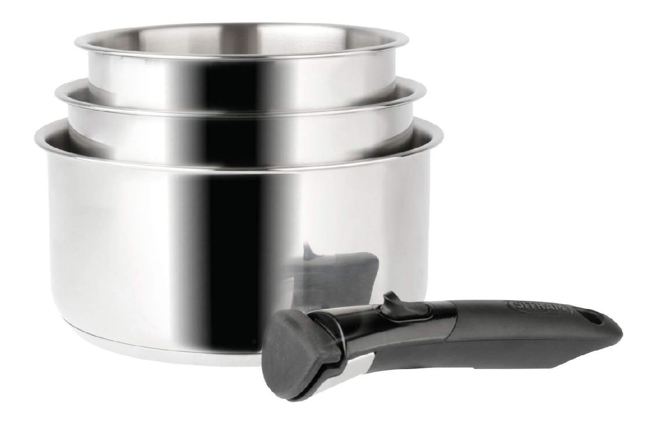 713511 SITRAM713511Lot Sitram 3 casseroles 161820cm Sitramovible Arpege en INOX poignee AmovibleTous Feux Dont Induction Argent